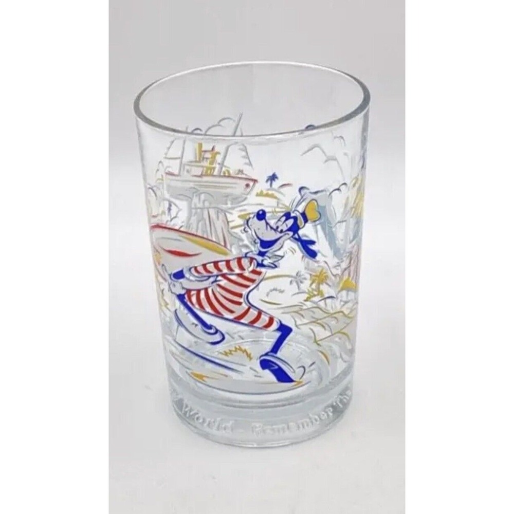 Vintage Used Goofy Walt Disney World Blizzard Beach Remember the Magic Glass Cup